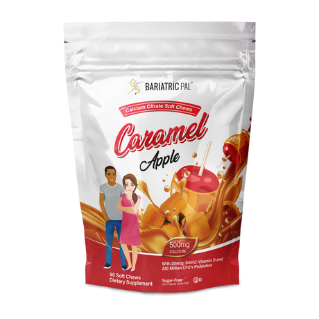 BariatricPal Sugar-Free Calcium Citrate Soft Chews 500mg with Probiotics - Caramel Apple 