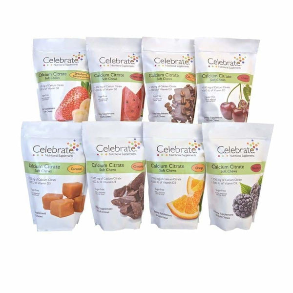 Celebrate Sugar-Free Calcium Citrate Soft Chews 500mg - Available in 12 Flavors! 