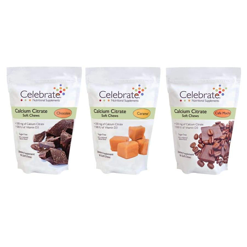 Celebrate Sugar-Free Calcium Citrate Soft Chews 500mg - Variety Pack 