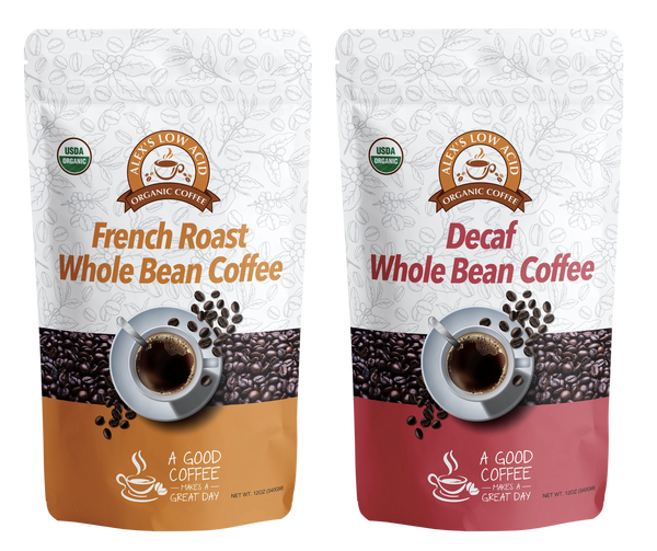 Alex's Low Acid Organic Coffee™ - Whole Bean Variety Pack (12oz) 