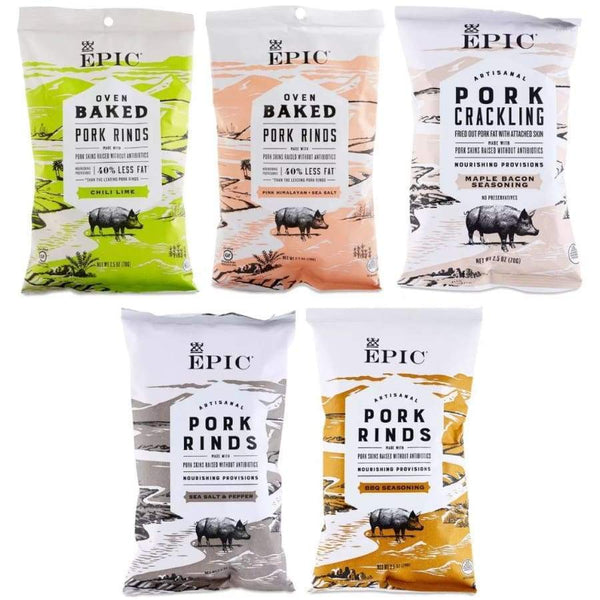 Epic Baked Pork Rinds - 5-Flavor Variety Pack (2.5oz) 