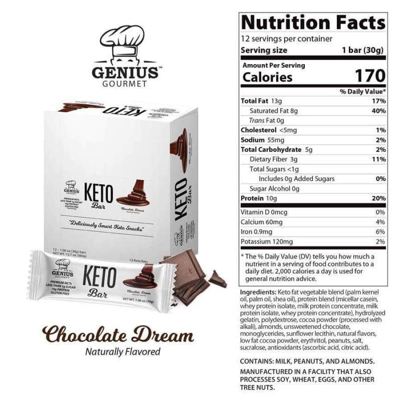 Genius Gourmet Keto Protein & Snack Bars - 4-Flavor Variety Pack 
