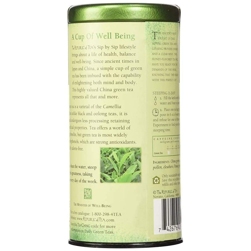 Honey Ginseng Green Tea Bags By The Republic Of Tea 