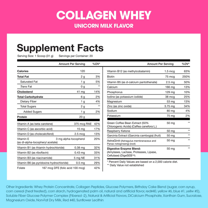 Collagen Whey Protein by Obvi - Unicorn Milk 