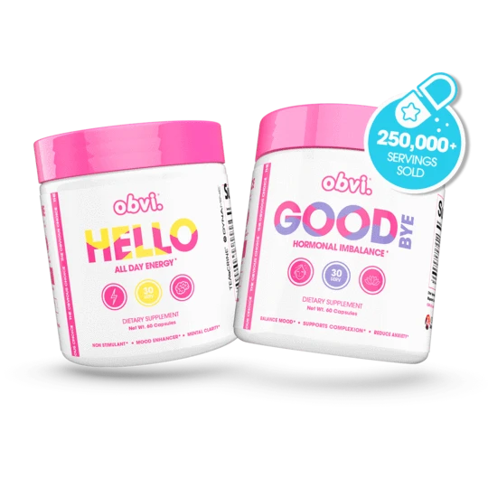 Hello + Goodbye Energy + Hormonal Imbalance Stack, Mood Enhancer, Mental Clarity Capsules by Obvi 