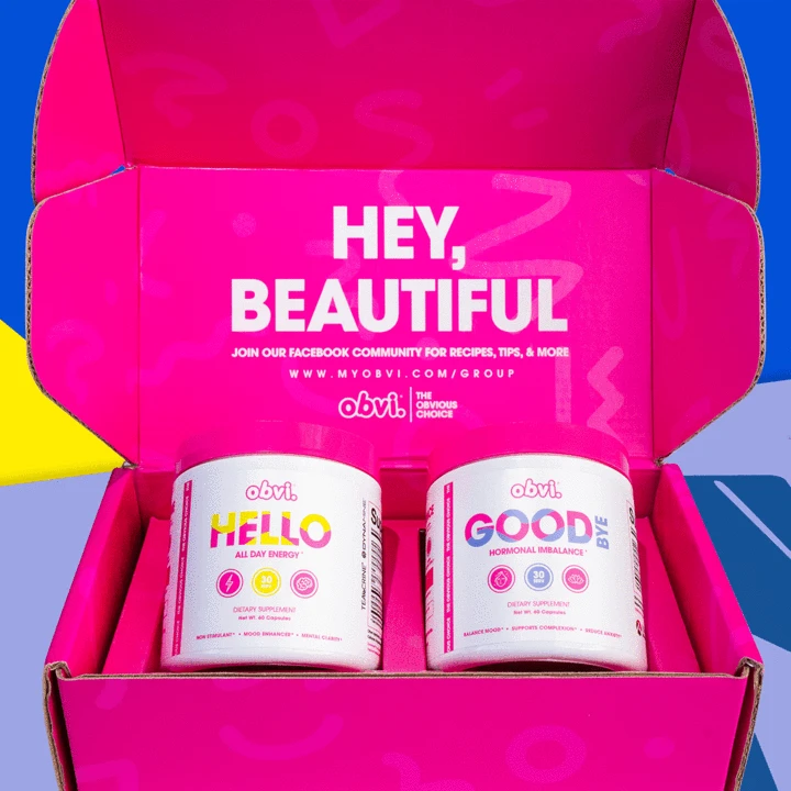 Hello + Goodbye Energy + Hormonal Imbalance Stack, Mood Enhancer, Mental Clarity Capsules by Obvi 
