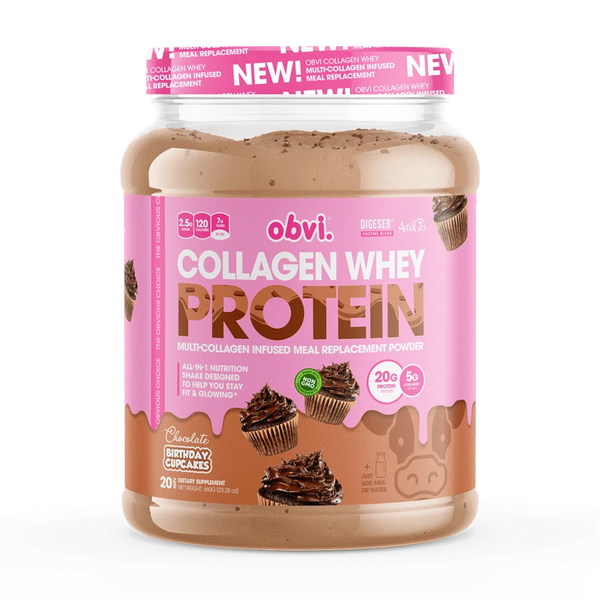 Collagen Whey Protein by Obvi - Chocolate Birthday Cupcakes 