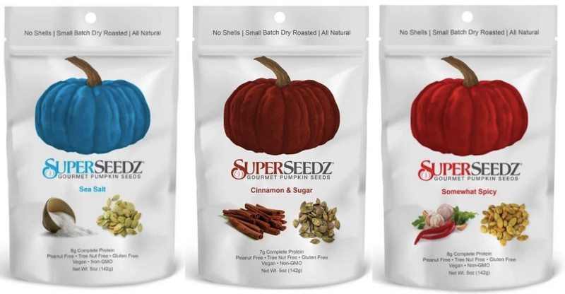 SuperSeedz Gourmet Pumpkin Seeds (5 oz) - 3 Flavor Variety Pack 
