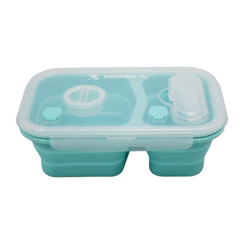4 Compartment Detachable, Stackable, and Portion Controlled Food & Powder  Storage Containers by BariatricPal Color: Blue-Teal 