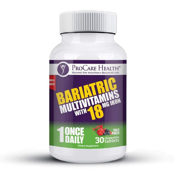 ProCare Health "1 per Day!" Bariatric MultiVitamin Chewable with 18mg Iron - Fruit Punch 