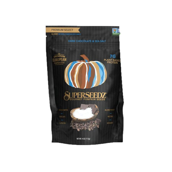 SuperSeedz Gourmet Pumpkin Seeds Premium Select (4 oz) - Dark Chocolate & Sea Salt 