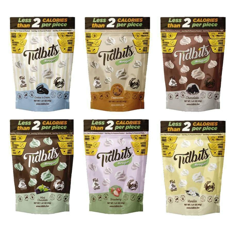 Tidbits Fun Bites Sugar-Free Meringue Cookies by Santte Foods - 6-Flavor Variety Pack 