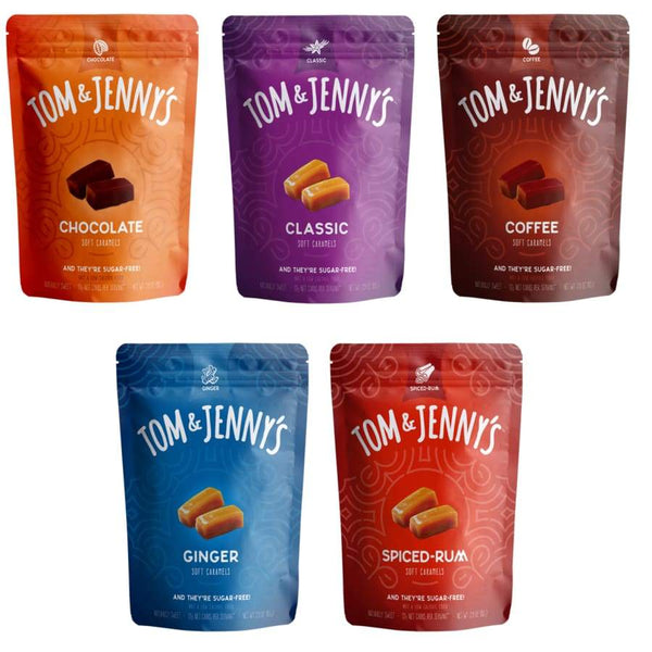 Tom & Jenny's Sugar Free Soft Caramels - Variety Pack 