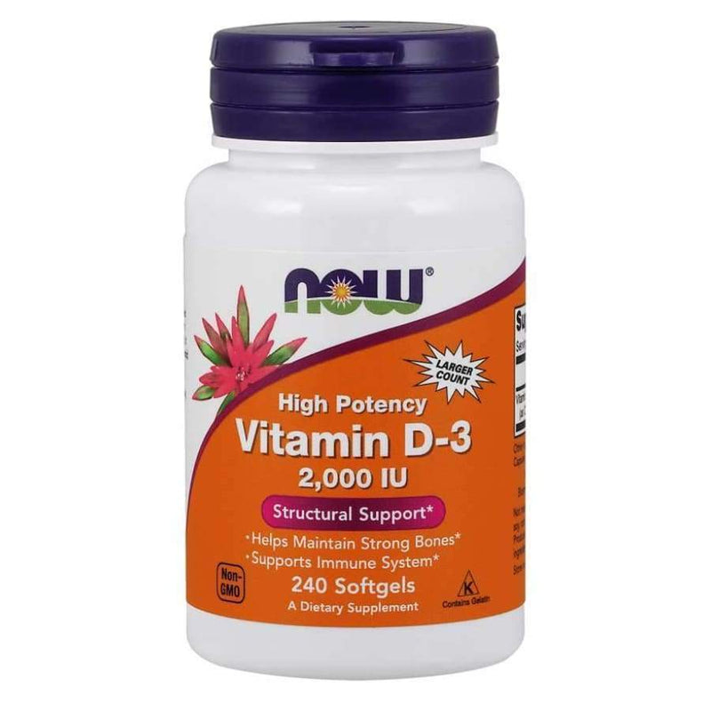 Vitamin D-3 2,000 IU (High Potency) - 240 Softgels by NOW Foods 