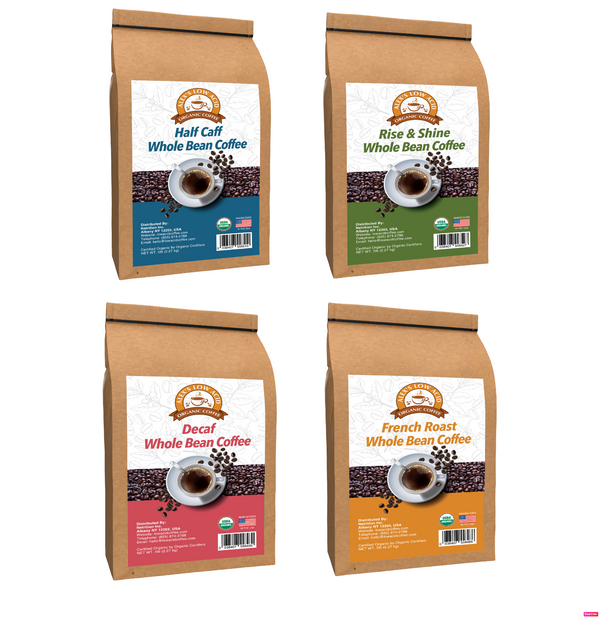 Alex's Low Acid Organic Coffee™ 5lb Bag Whole Bean Variety Pack 